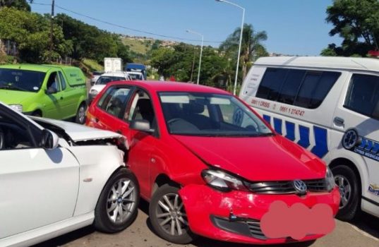 Two people have been injured in a three car collision in Redhill, Durban