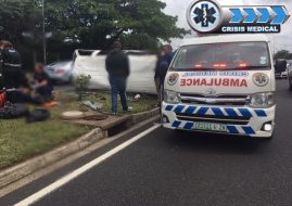 Fifteen injured in taxi roll over, M4 Broadway.